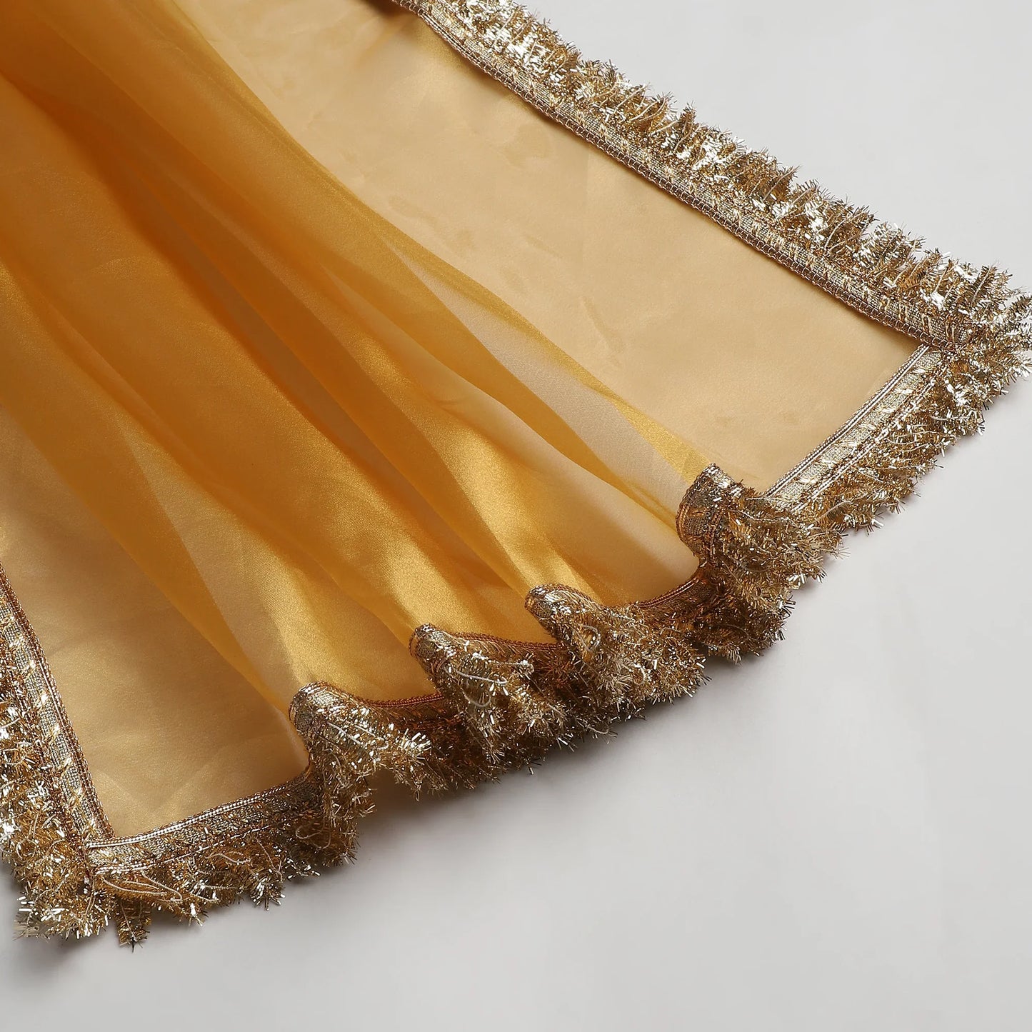 Off-White Organza Kurta Sharara Set with Mustard Dupatta