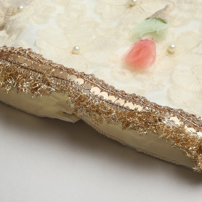 Ivory & Gold Organza Lehenga Set with Embroidered Blouse