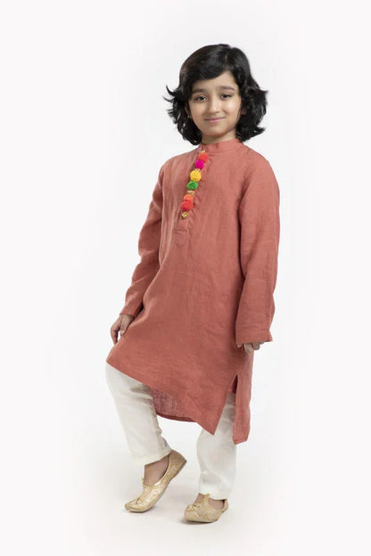 Rustic Rust Linen Kurta Pajama Set
