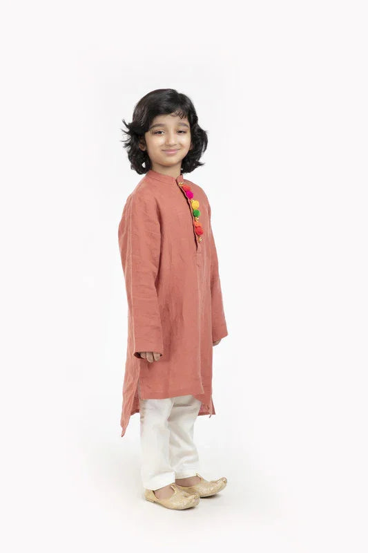 Rustic Rust Linen Kurta Pajama Set