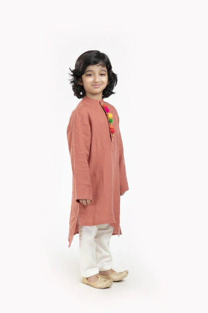Rustic Rust Linen Kurta Pajama Set