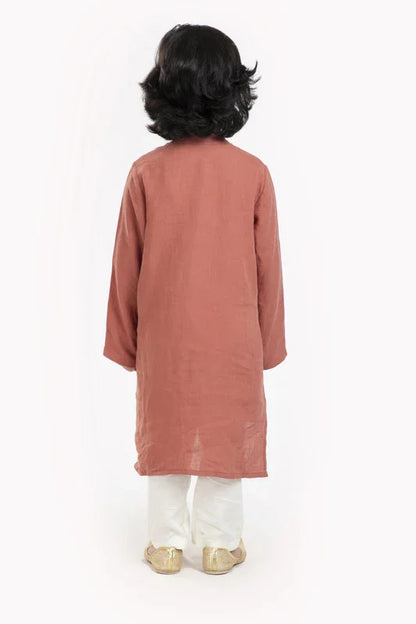 Rustic Rust Linen Kurta Pajama Set