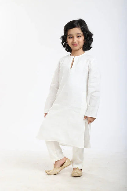Classic White Linen Kurta Pajama Set