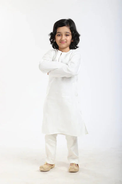 Classic White Linen Kurta Pajama Set