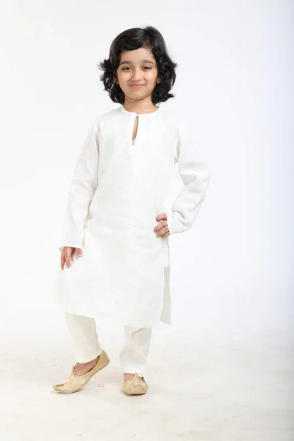 Classic White Linen Kurta Pajama Set