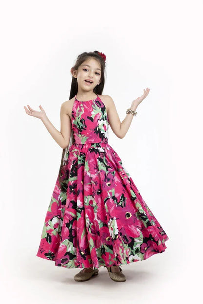 Fuchsia Floral Lehenga Set