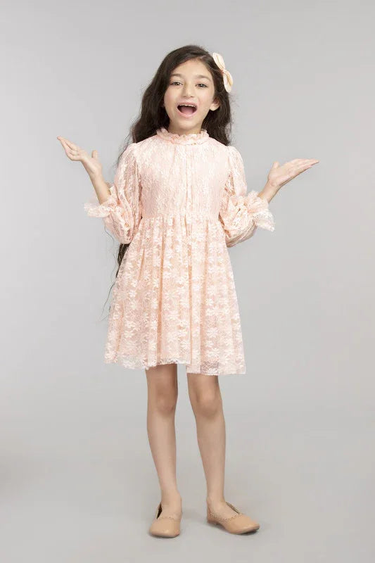 Soft Peach Ombré Lace Dress