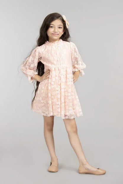 Soft Peach Ombré Lace Dress