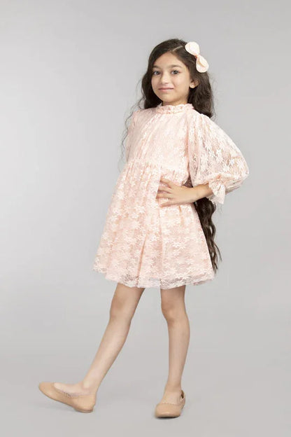 Soft Peach Ombré Lace Dress