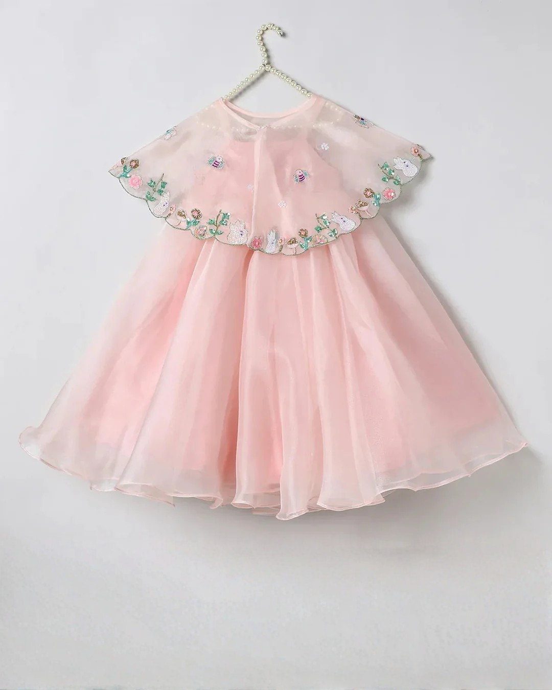 Hand embroidered  cape set dress