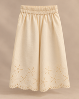 Girls Cream Pure Cotton Palazzo Set with Cutwork Embroidery