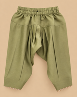 Girls Pink Banarasi Top with Sage Green Chanderi Silk Salwar Set