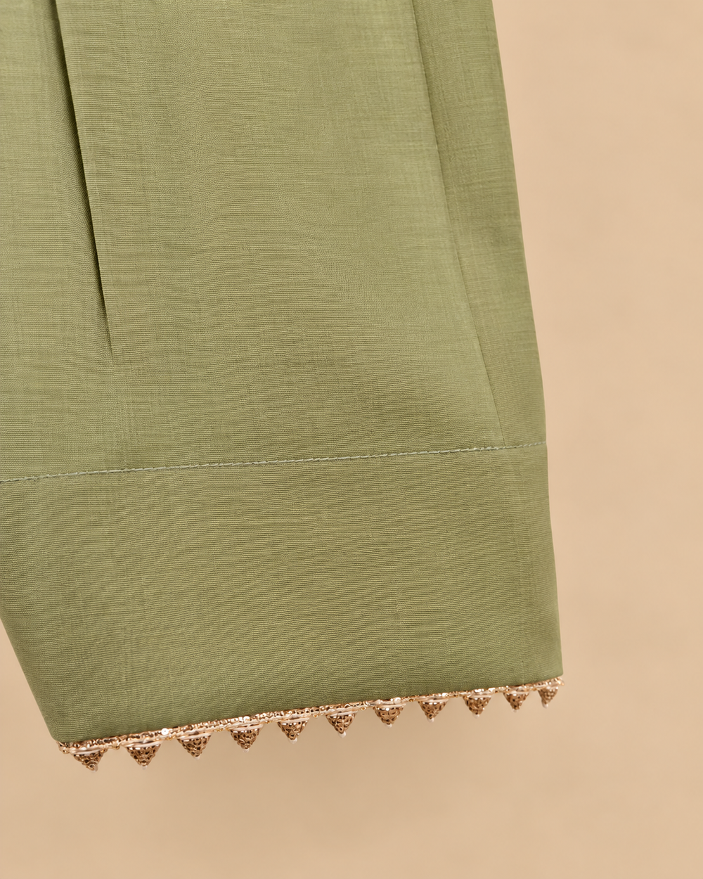 Girls Pink Banarasi Top with Sage Green Chanderi Silk Salwar Set