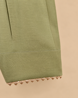 Girls Pink Banarasi Top with Sage Green Chanderi Silk Salwar Set