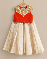 Pure viscos silk with zardozi hand embroidery skirt top set