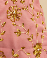 Girls Pink Chanderi Salwar Set with Sequin Hand Embroidery