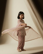 Load image into Gallery viewer, Dusty Pink Embroidered Kurta Salwar Set for Girls | Festive Ethnic Wear
