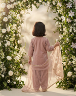 Load image into Gallery viewer, Dusty Pink Embroidered Kurta Salwar Set for Girls | Festive Ethnic Wear
