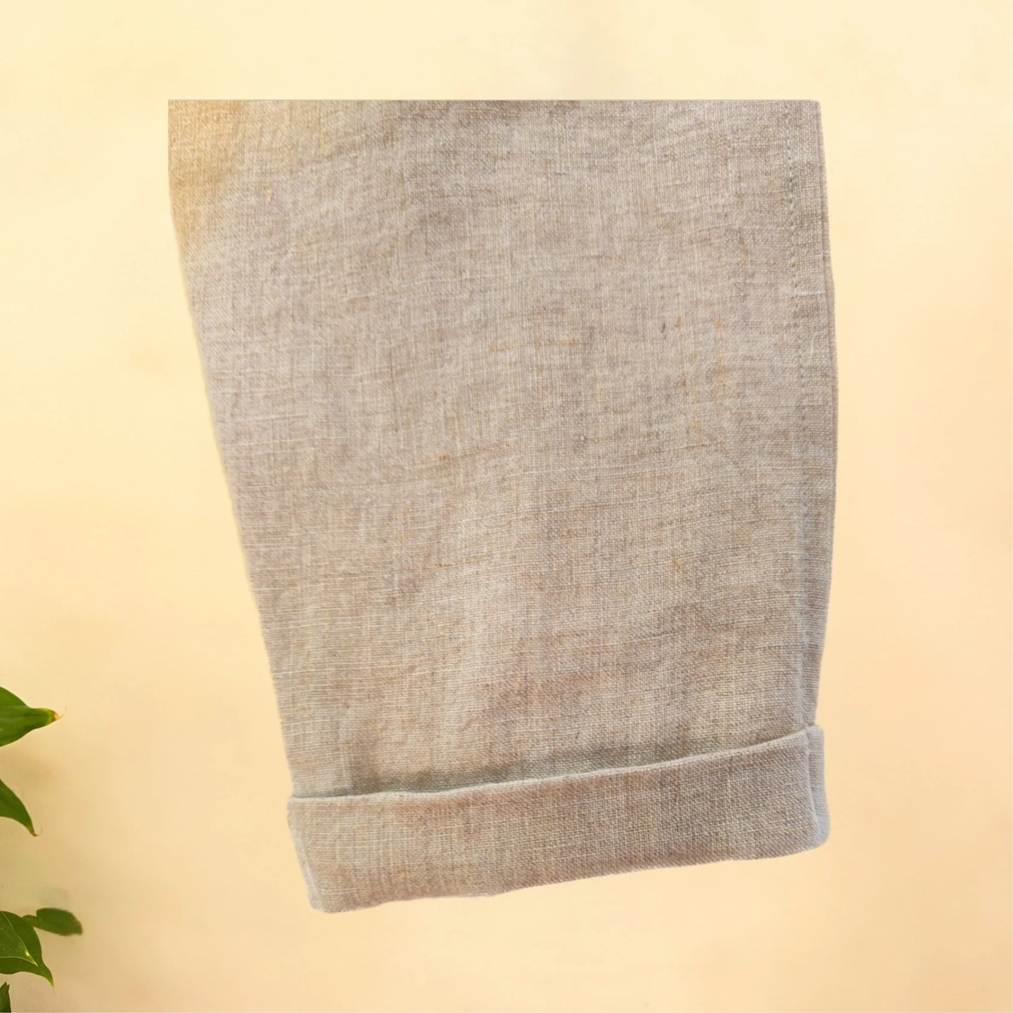 Beige embroidered Pure linen cord set