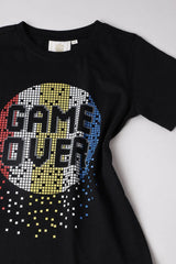 Alluring Luxe Black gel printed T-shirt - BYB PREMIUM