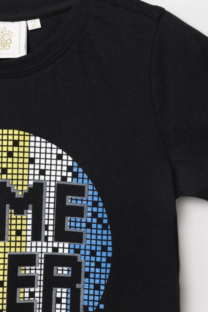 Alluring Luxe Black gel printed T-shirt - BYB PREMIUM