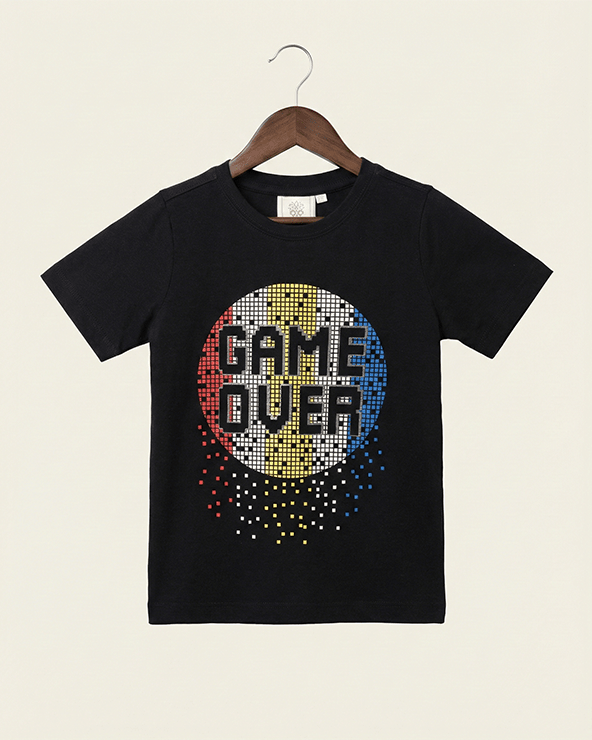 Alluring Luxe Black gel printed T-shirt - BYB PREMIUM