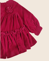 Baby Girl Cherry Red Festive Dress with Long Sleeves - BYB PREMIUM