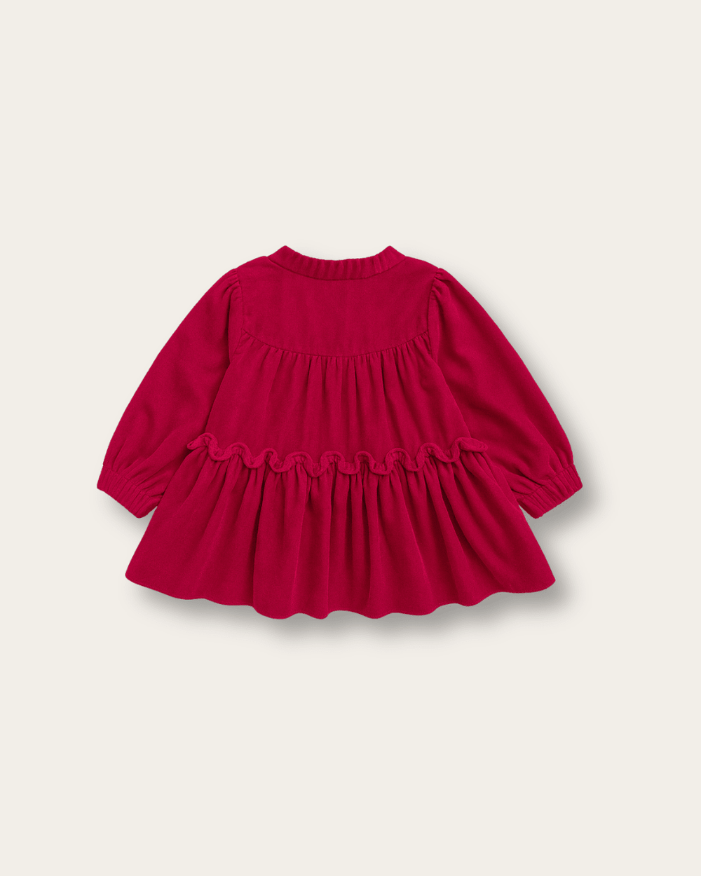 Baby Girl Cherry Red Festive Dress with Long Sleeves - BYB PREMIUM