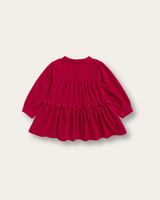 Baby Girl Cherry Red Festive Dress with Long Sleeves - BYB PREMIUM