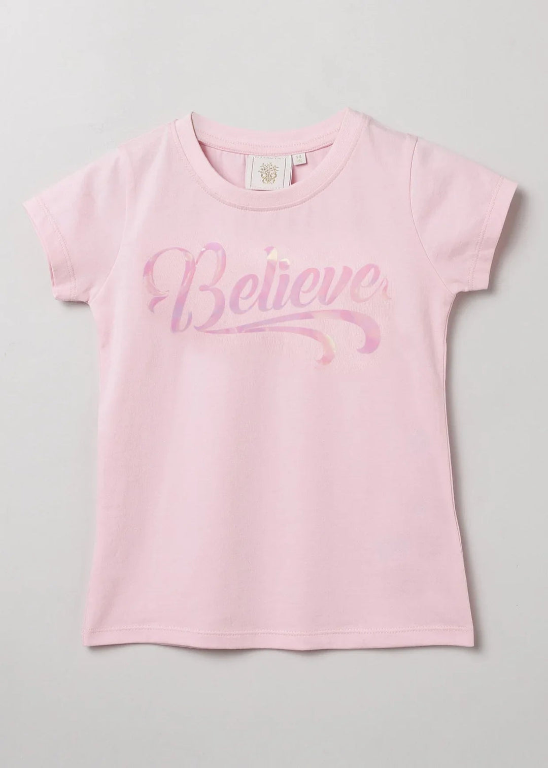 Baby Pink "Believe" Print T-Shirt for Girls - BYB PREMIUM
