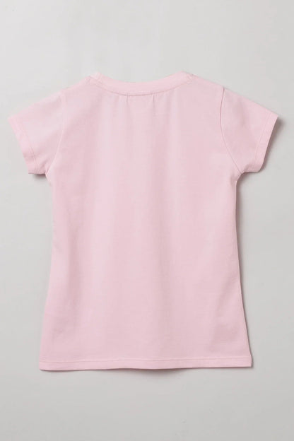 Baby Pink "Believe" Print T-Shirt for Girls - BYB PREMIUM