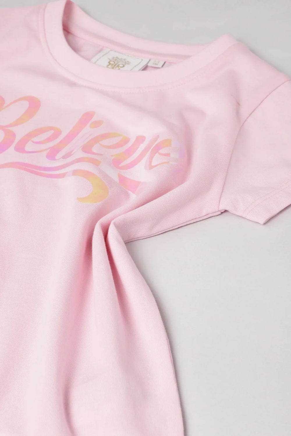 Baby Pink "Believe" Print T-Shirt for Girls - BYB PREMIUM