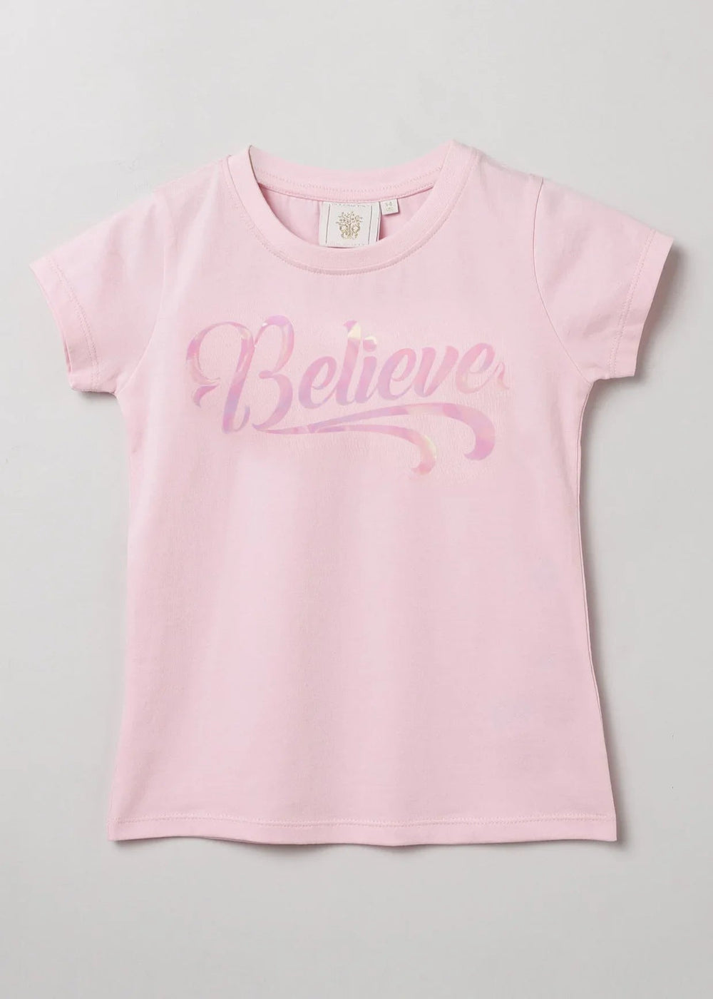 Baby Pink "Believe" Print T-Shirt for Girls - BYB PREMIUM