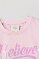 Load image into Gallery viewer, Baby Pink "Believe" Print T-Shirt for Girls - BYB PREMIUM
