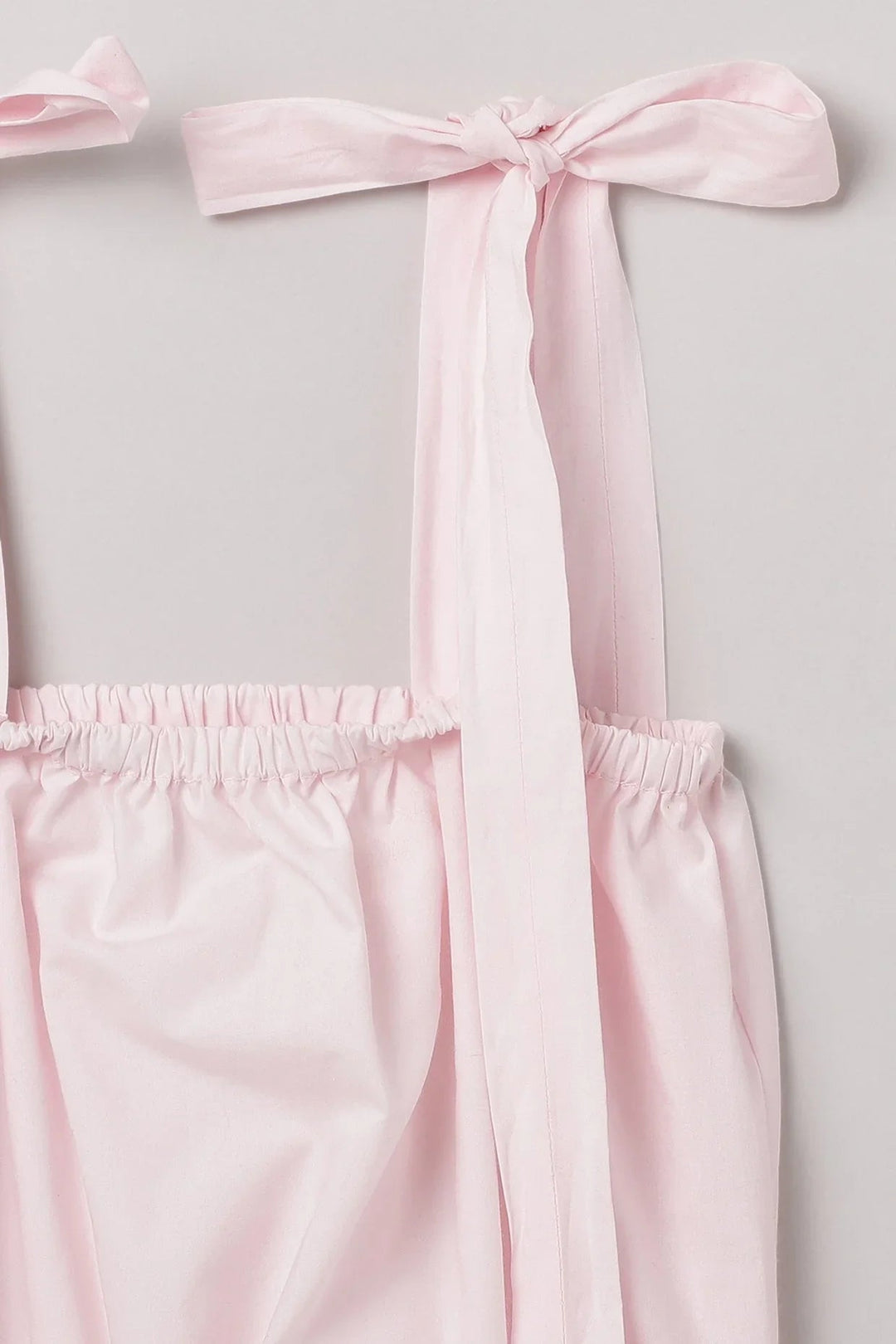 Baby Pink Cotton Girls Co-ord Set with Tie-Up Top & Flared Skirt - BYB PREMIUM