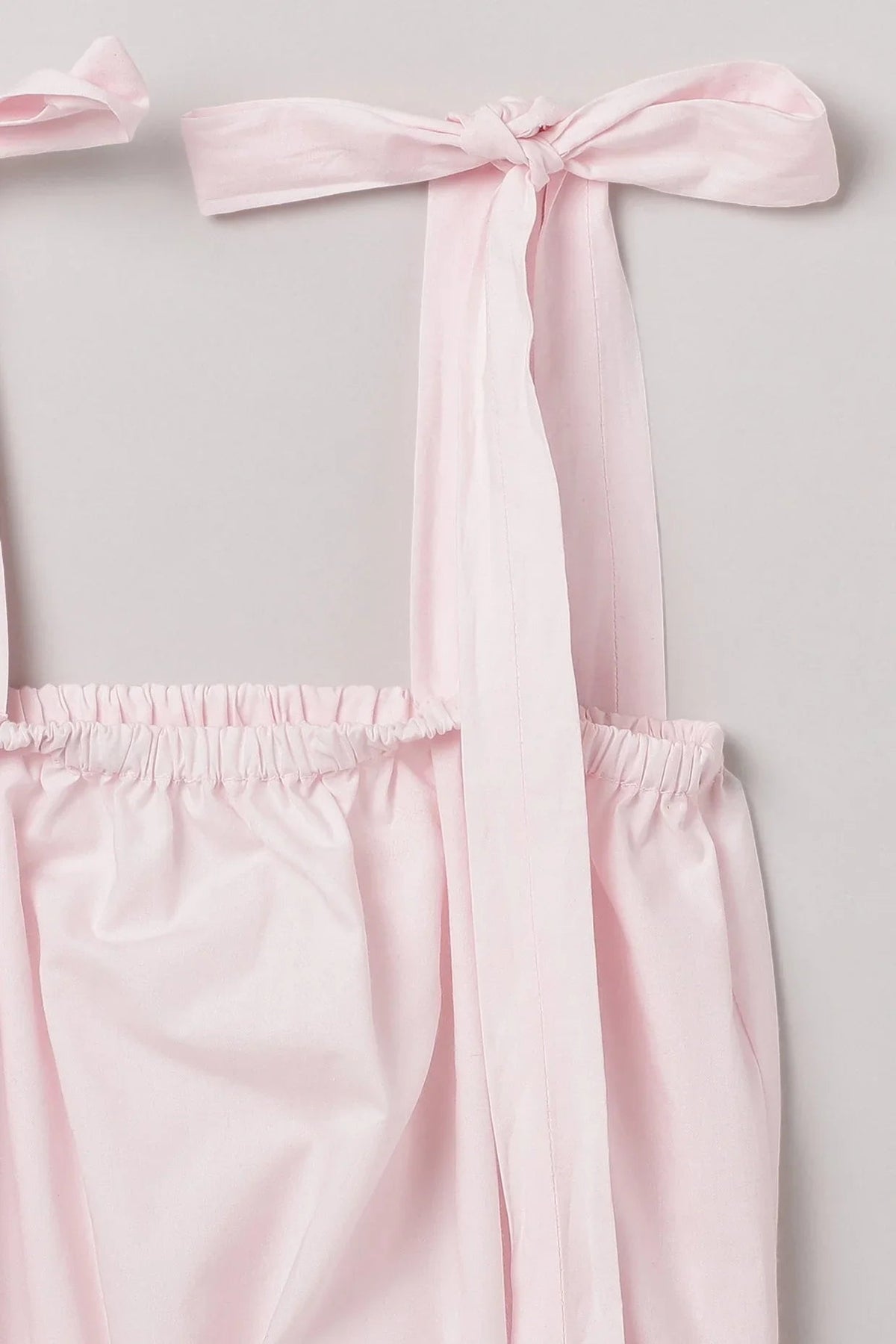 Baby pink cotton girls co ord set with tie up top & flared skirt   byb premium