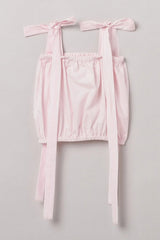 Baby Pink Cotton Girls Co-ord Set with Tie-Up Top & Flared Skirt - BYB PREMIUM
