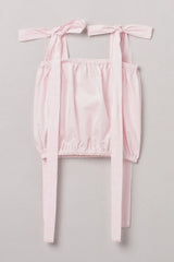 Baby Pink Cotton Girls Co-ord Set with Tie-Up Top & Flared Skirt - BYB PREMIUM