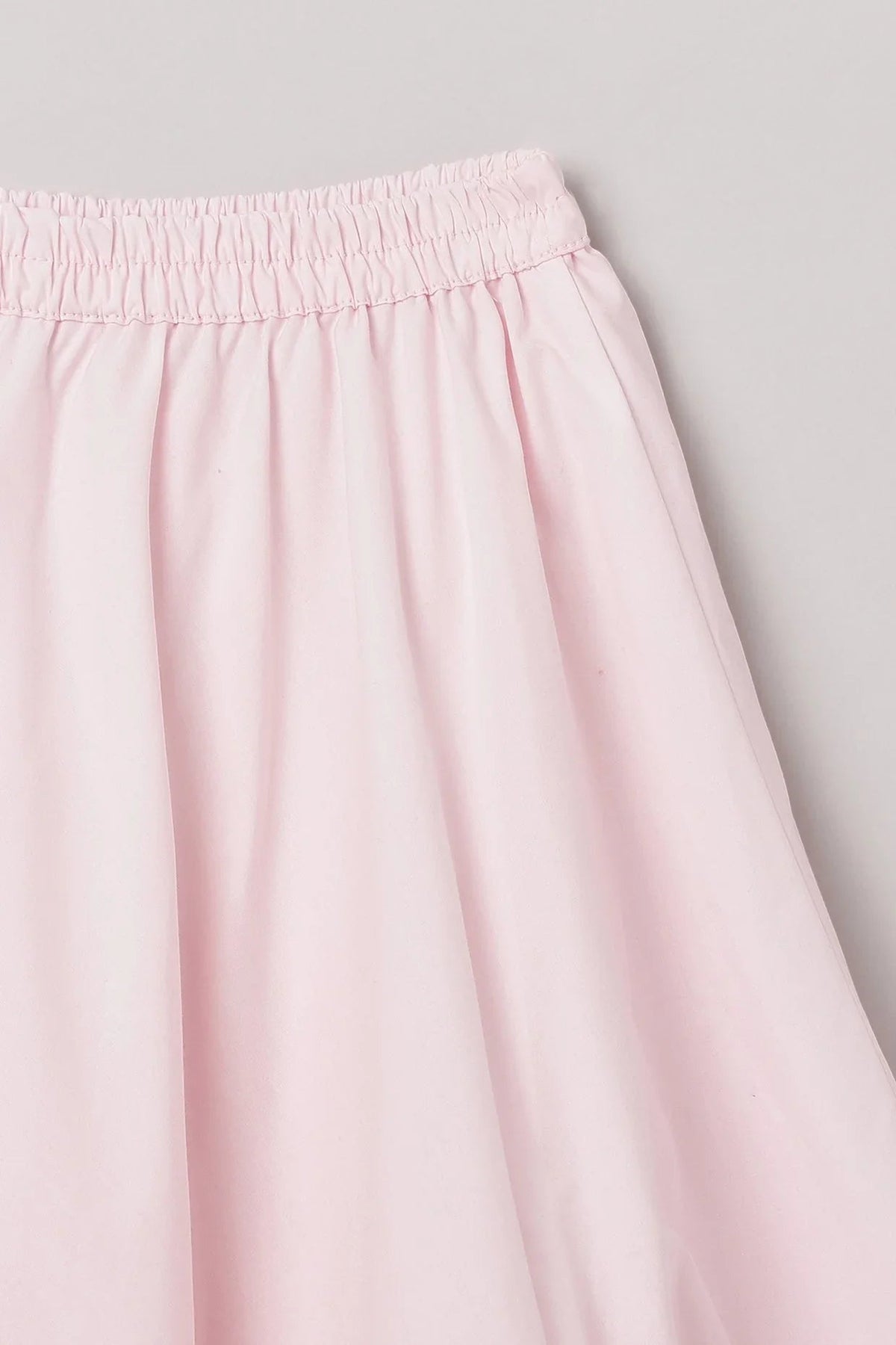 Baby pink cotton girls co ord set with tie up top & flared skirt   byb premium