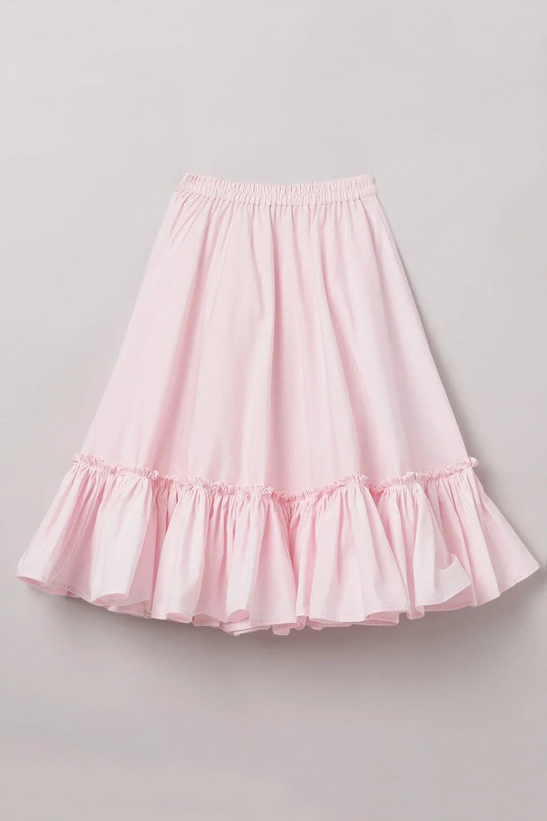 Baby Pink Cotton Girls Co-ord Set with Tie-Up Top & Flared Skirt - BYB PREMIUM