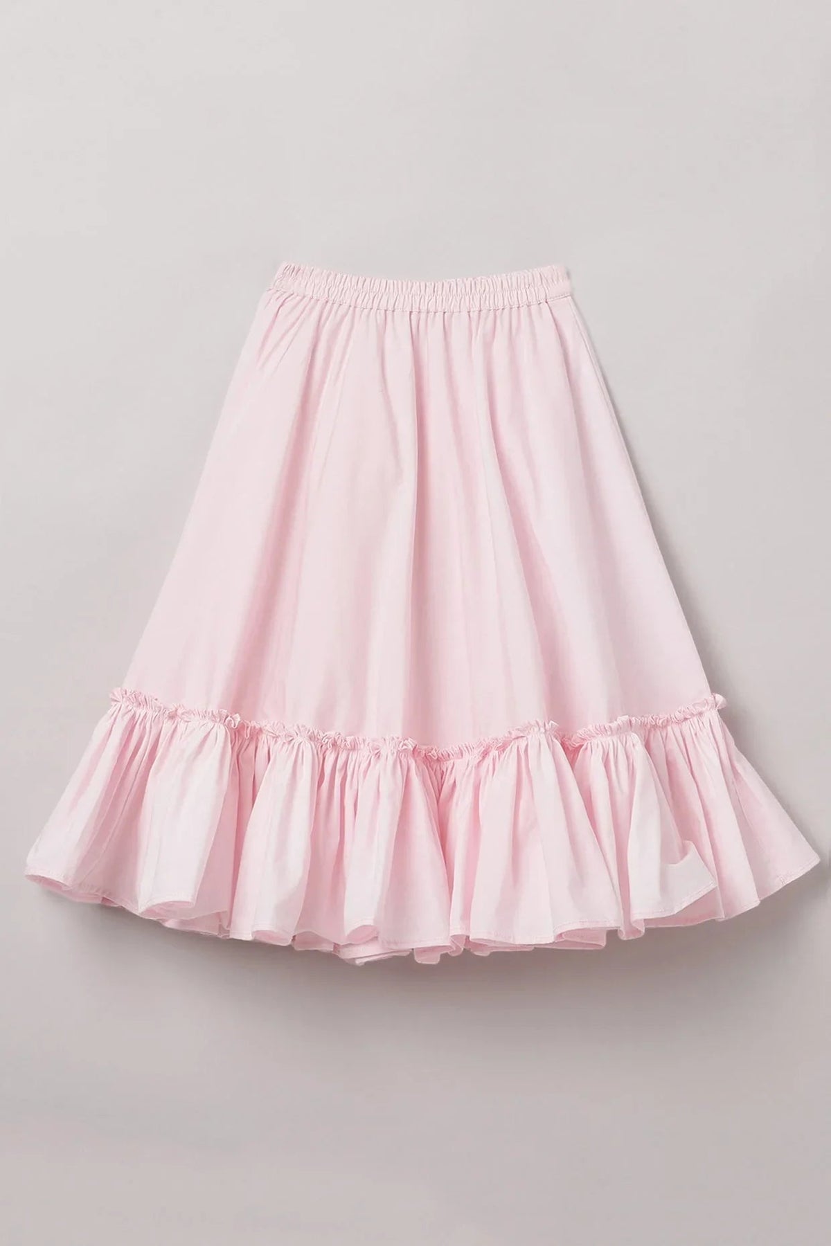 Baby pink cotton girls co ord set with tie up top & flared skirt   byb premium