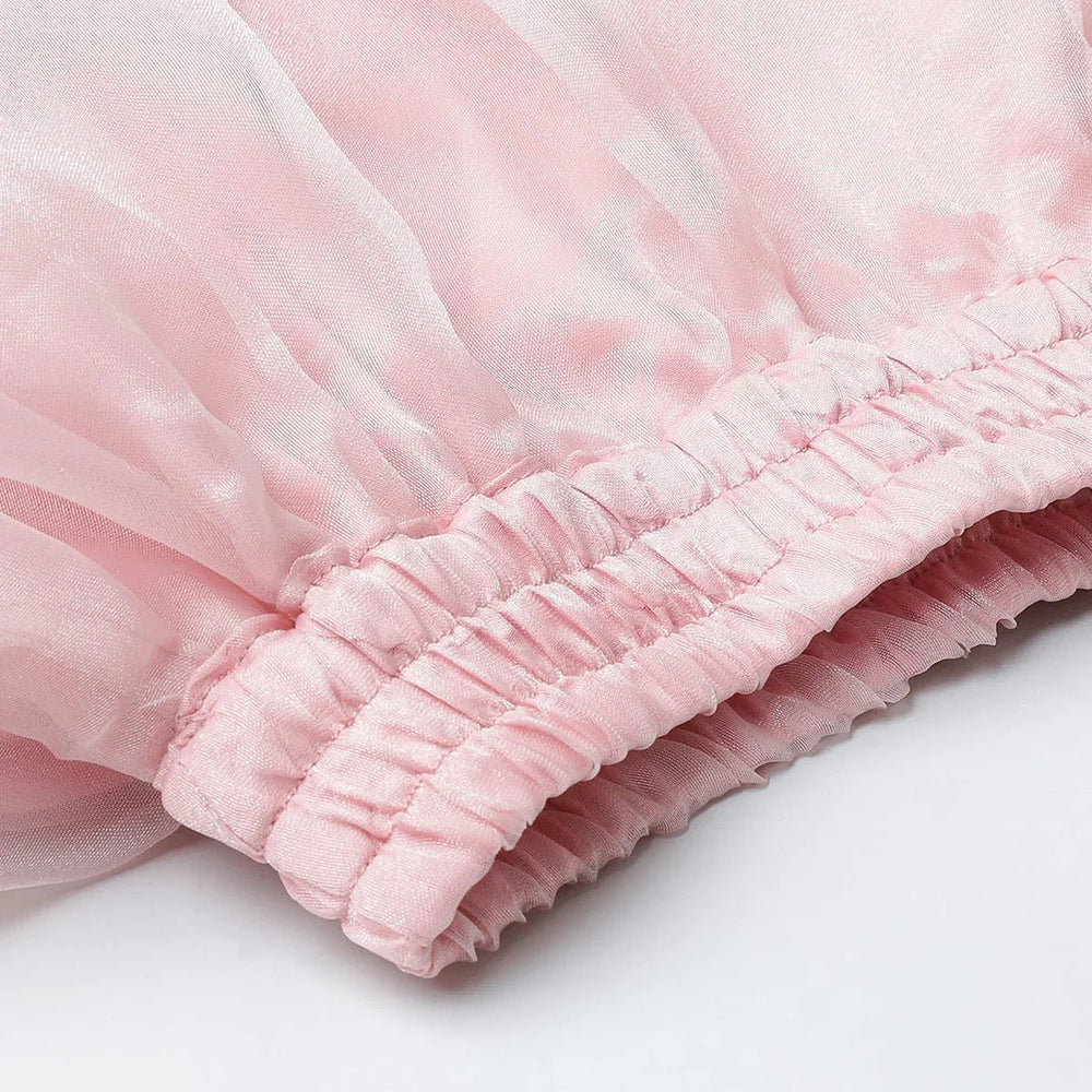 Baby Pink Organza Girls Lehenga Choli Set with Pearl Embroidery & Dupatta - BYB PREMIUM