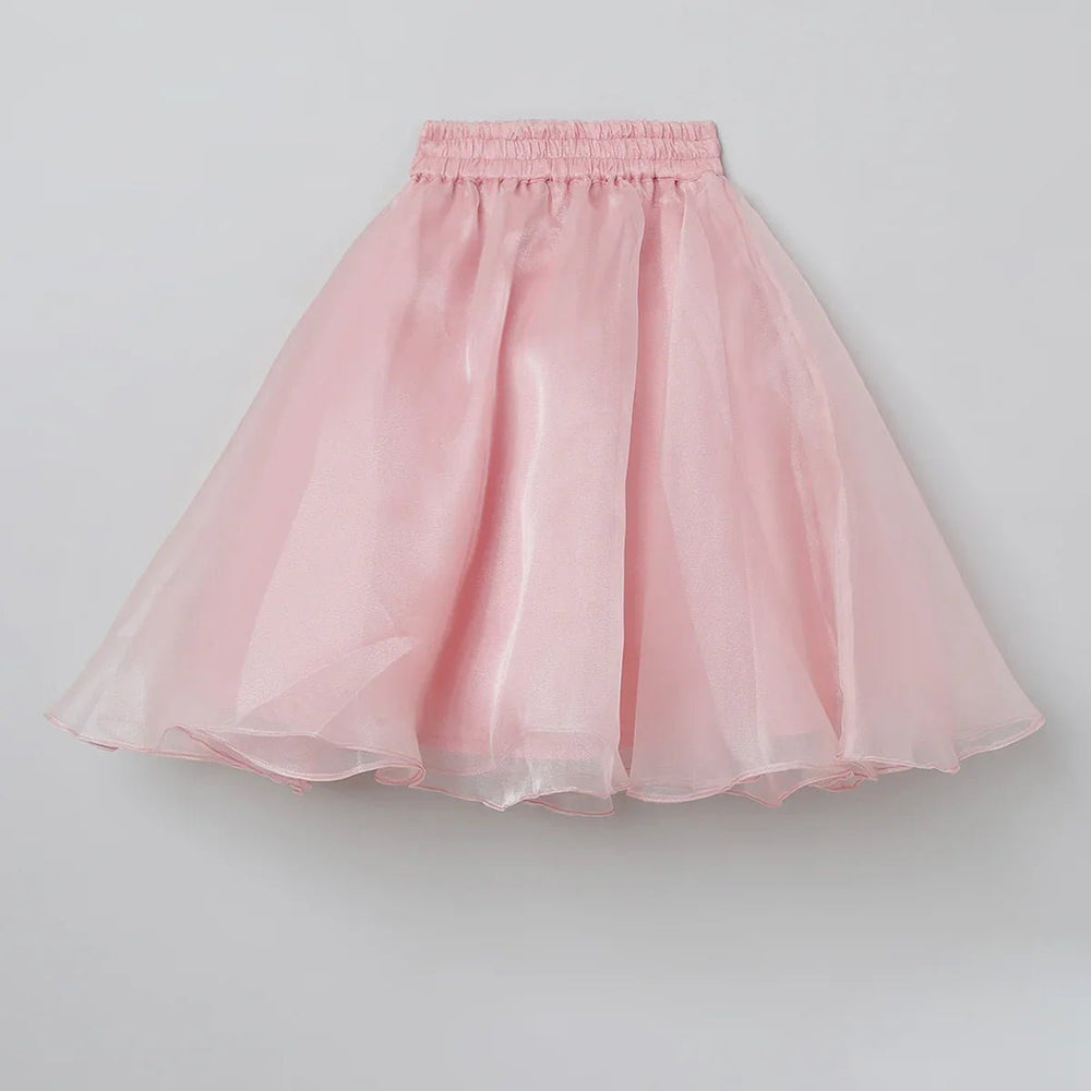 Baby Pink Organza Girls Lehenga Choli Set with Pearl Embroidery & Dupatta - BYB PREMIUM