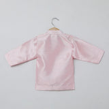 Baby Pink Raw Silk Kurta Dhoti Set for Boys with Pearl Embroidery - BYB PREMIUM