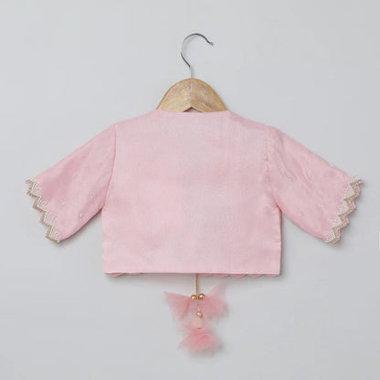 Baby Pink & White Dress with Embroidered Jacket for Girls - BYB PREMIUM