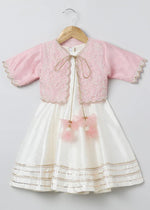 Load image into Gallery viewer, Baby Pink &amp; White Dress with Embroidered Jacket for Girls - BYB PREMIUM
