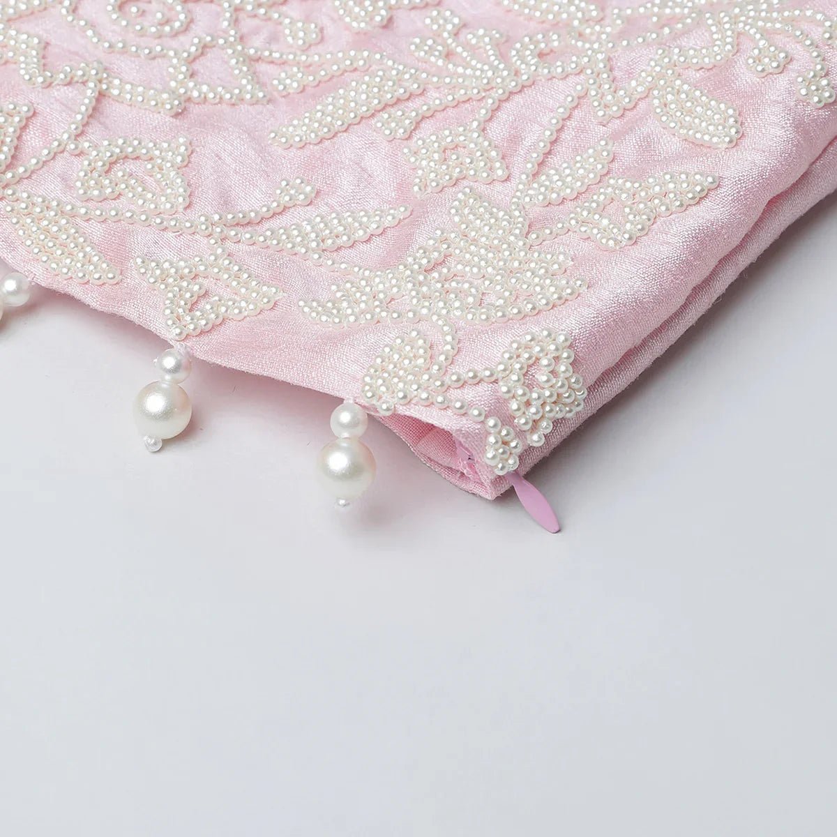 Baby pink & white embroidered top with tiered skirt set   byb premium