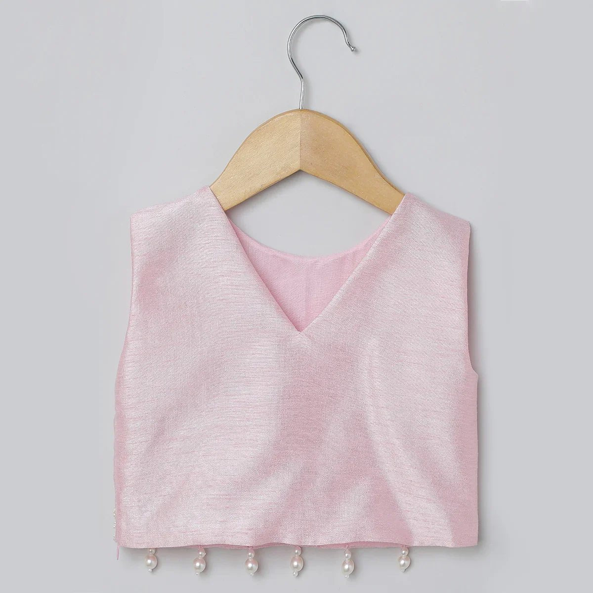 Baby pink & white embroidered top with tiered skirt set   byb premium