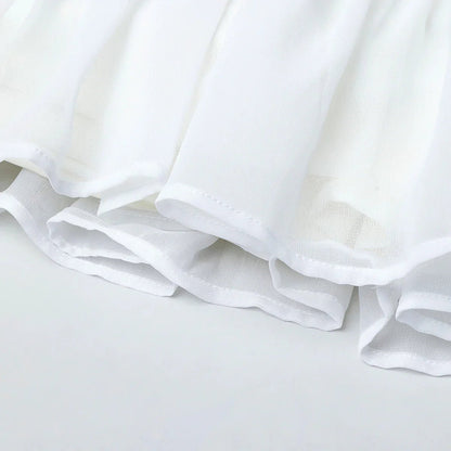 Baby Pink & White Embroidered Top with Tiered Skirt Set - BYB PREMIUM