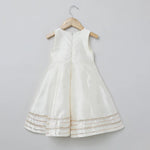 Load image into Gallery viewer, Baby Pink &amp; White Raw Silk Dress with Embroidered Organza Jacket for Girls - BYB PREMIUM
